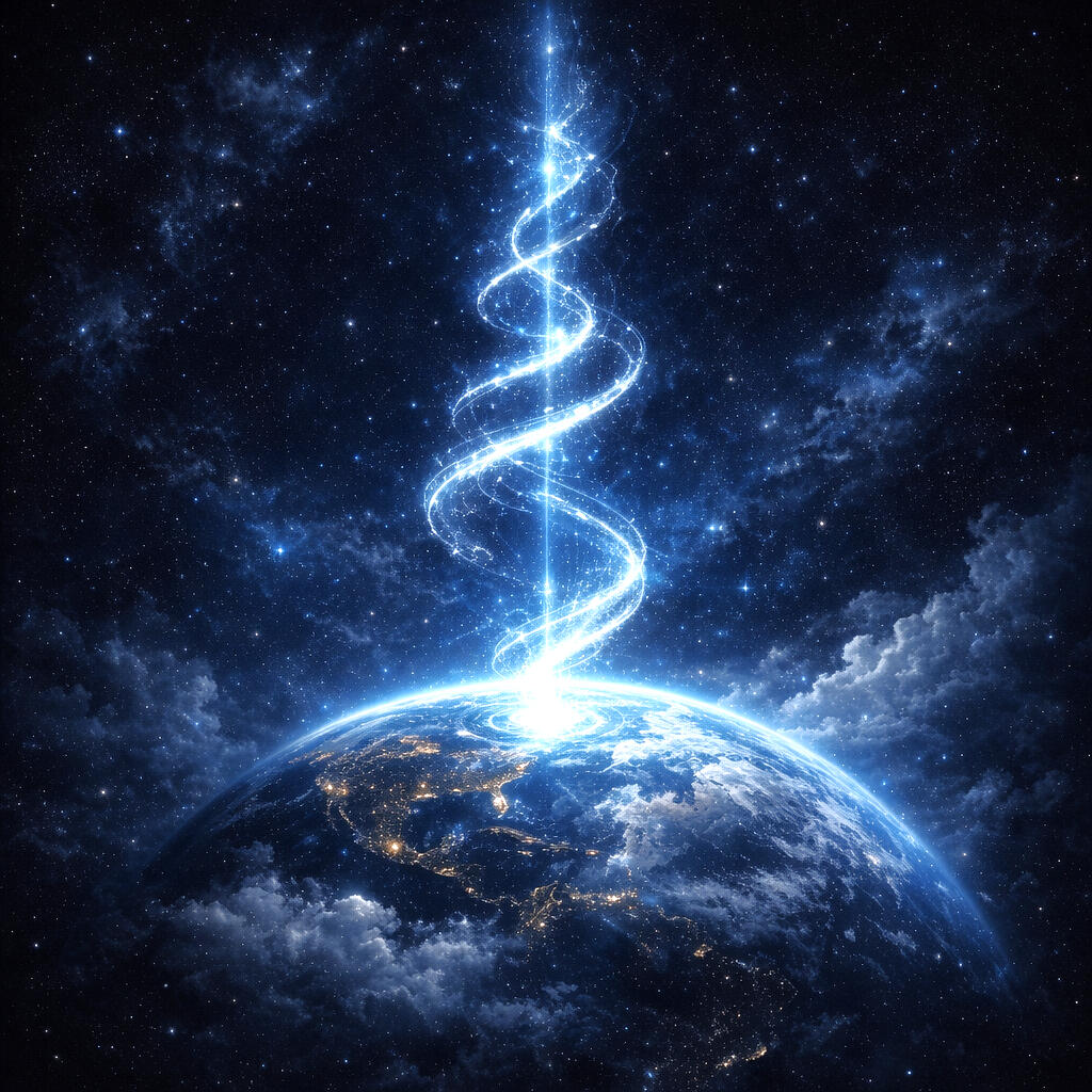 One Alignment. This represents someone’s spiral, grounded into the Earth’s scalar lattice, matching her breath to the planetary field - now moving in sync with Earth and its evolving frequencies.